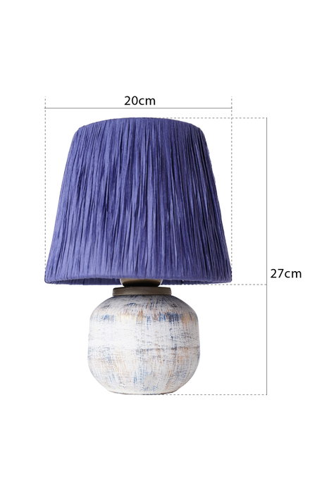 Opviq Lámpara de Mesa de Cerámica Blanco y Azul YL538